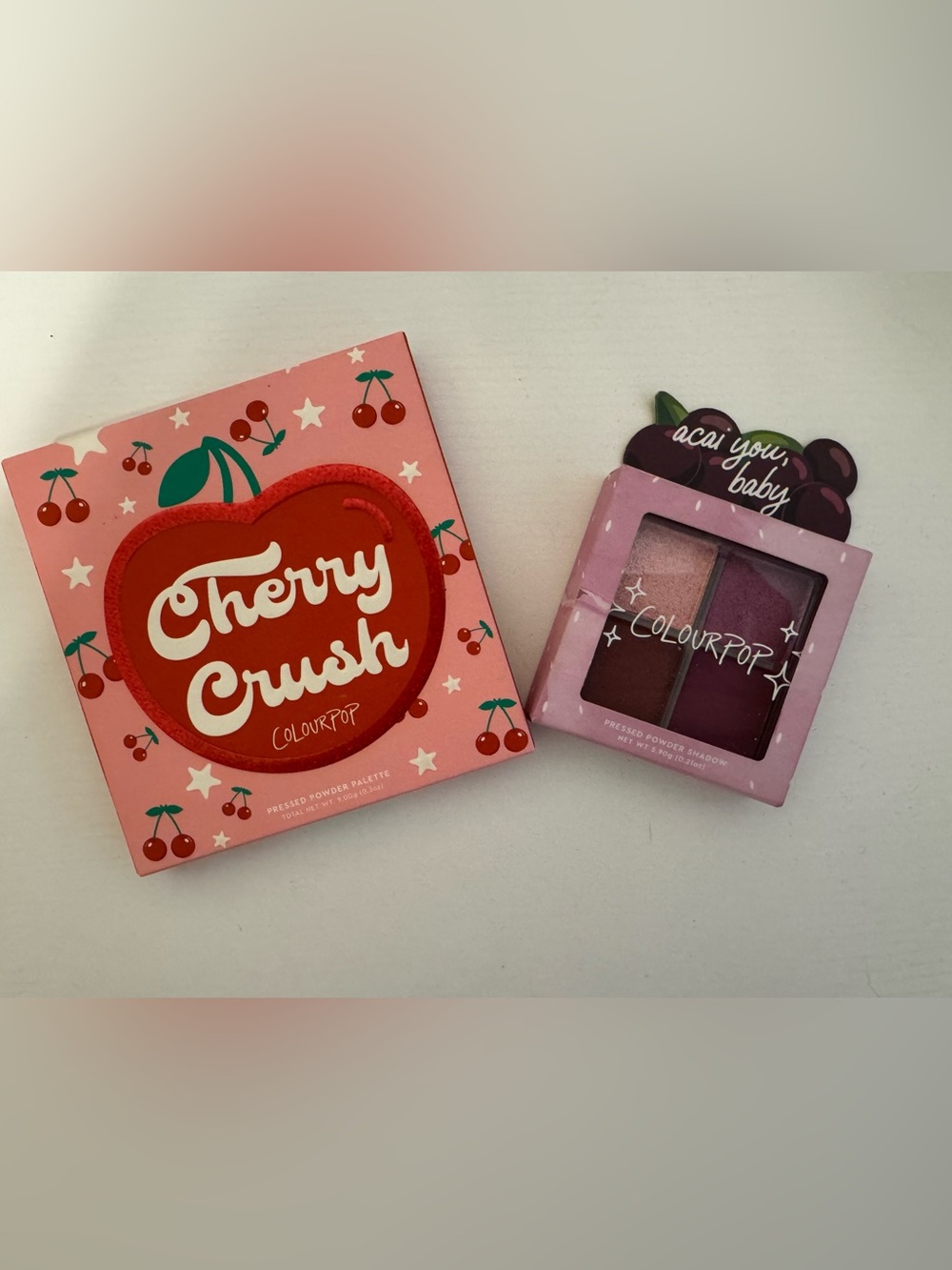 ColourPop Cherry Crush & Acai You Baby Pink Eye Shadow